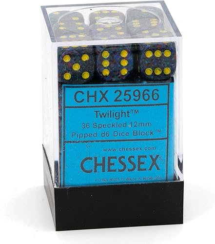 Miniatura 2 de DND - Juego de dados Chessex D&D de 0.472 in, juego de dados poliédricos de plástico crepúsculo moteado, Dungeons and Dragons, incluye 36 dados - D6