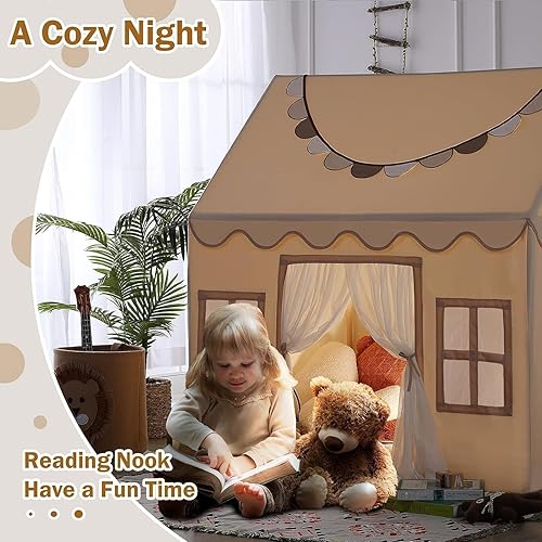 Vista 19 de Wilwolfer Tienda de campaña para niños en interiores, casa de juegos para niños, tienda de campaña para niños pequeños, casa de juguetes grande