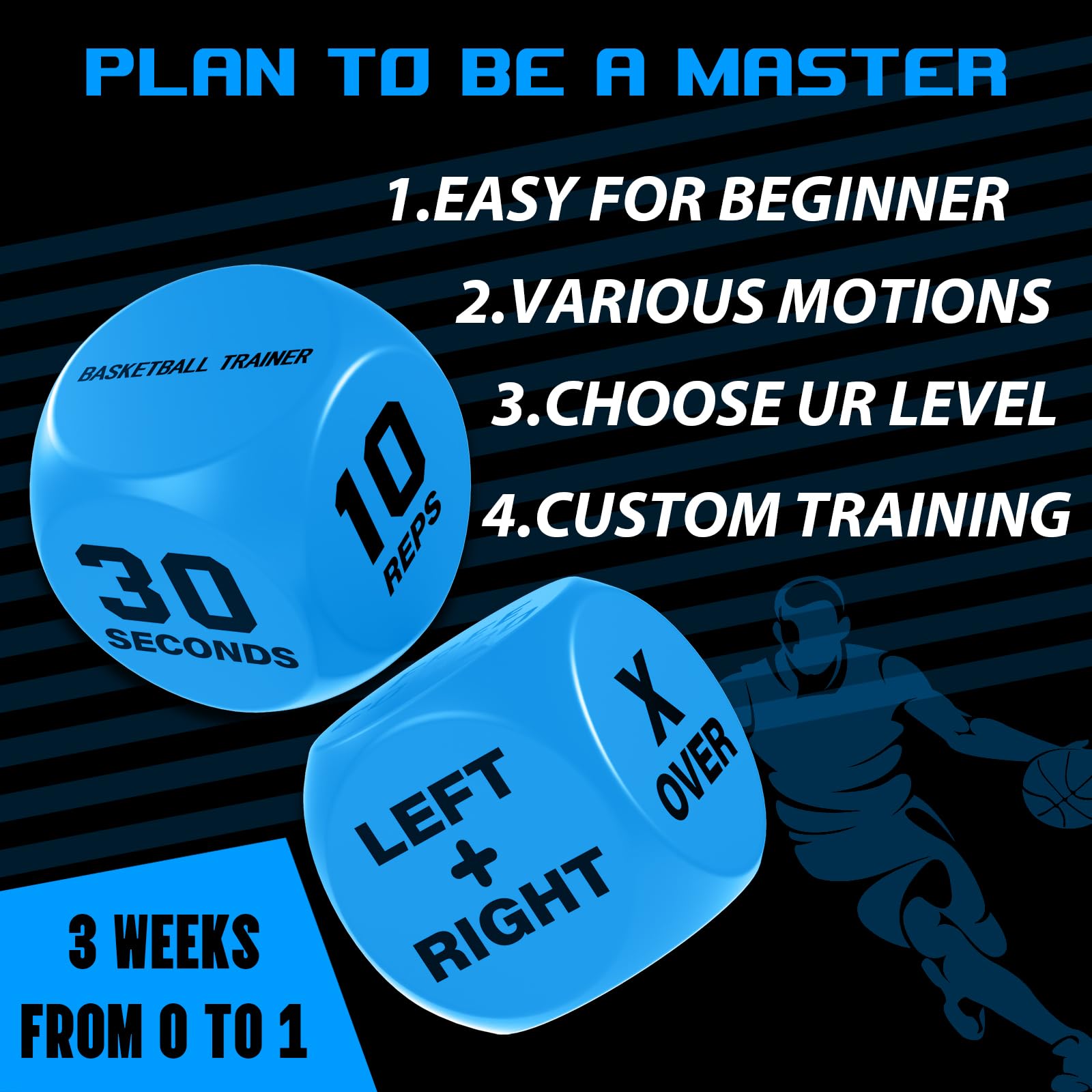 SIRUITON Basketball Skill Dice (2pcs-blue), Fun & Travel-Friendly Practice Gadget for Training Drills for Boy Girl - Image 2