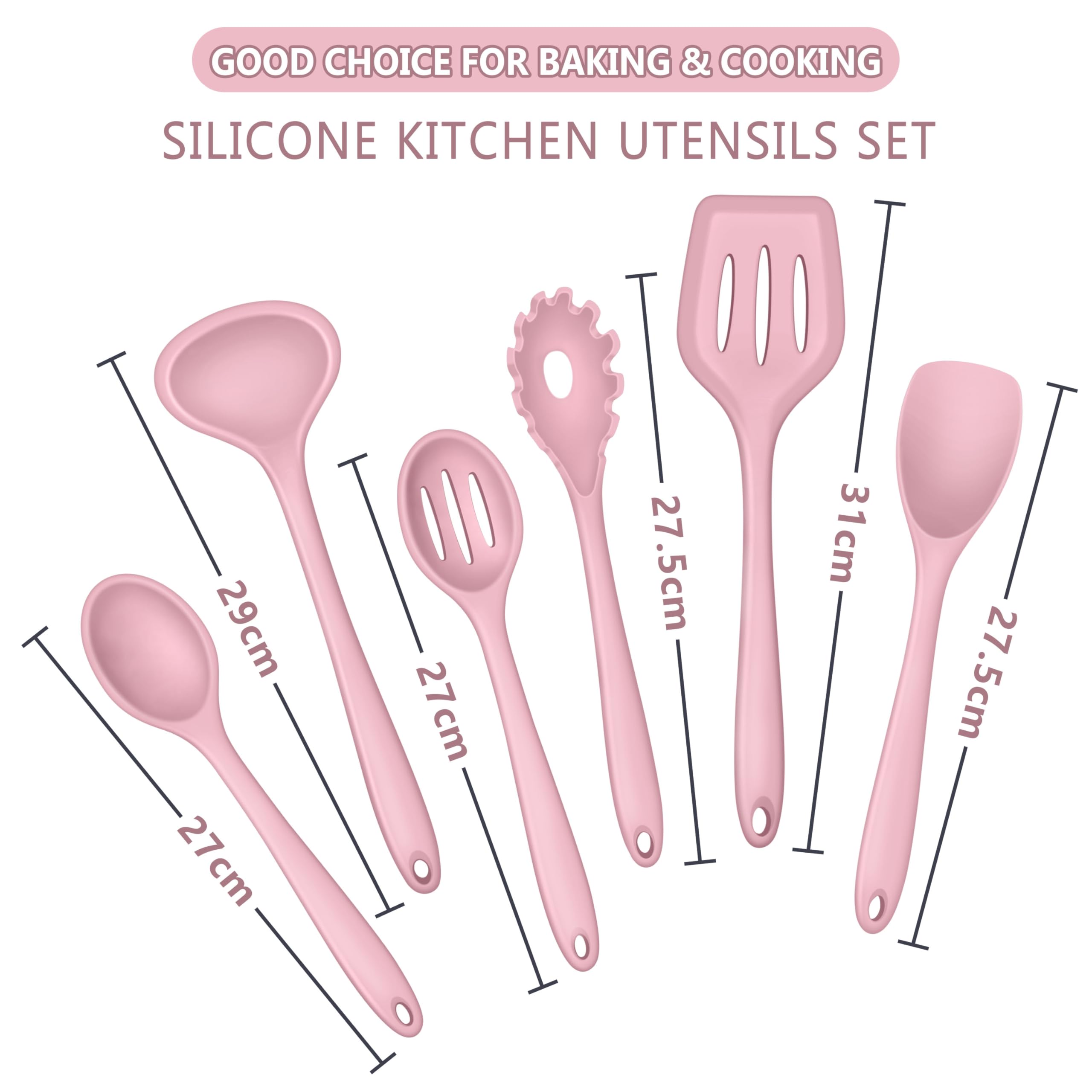 Herogo Kitchen Utensils Set, 6 Pieces Silicone Cooking Utensils Set, Baking Cooking Tools Spoon Turner for Non-Stick Cookware - Image 2