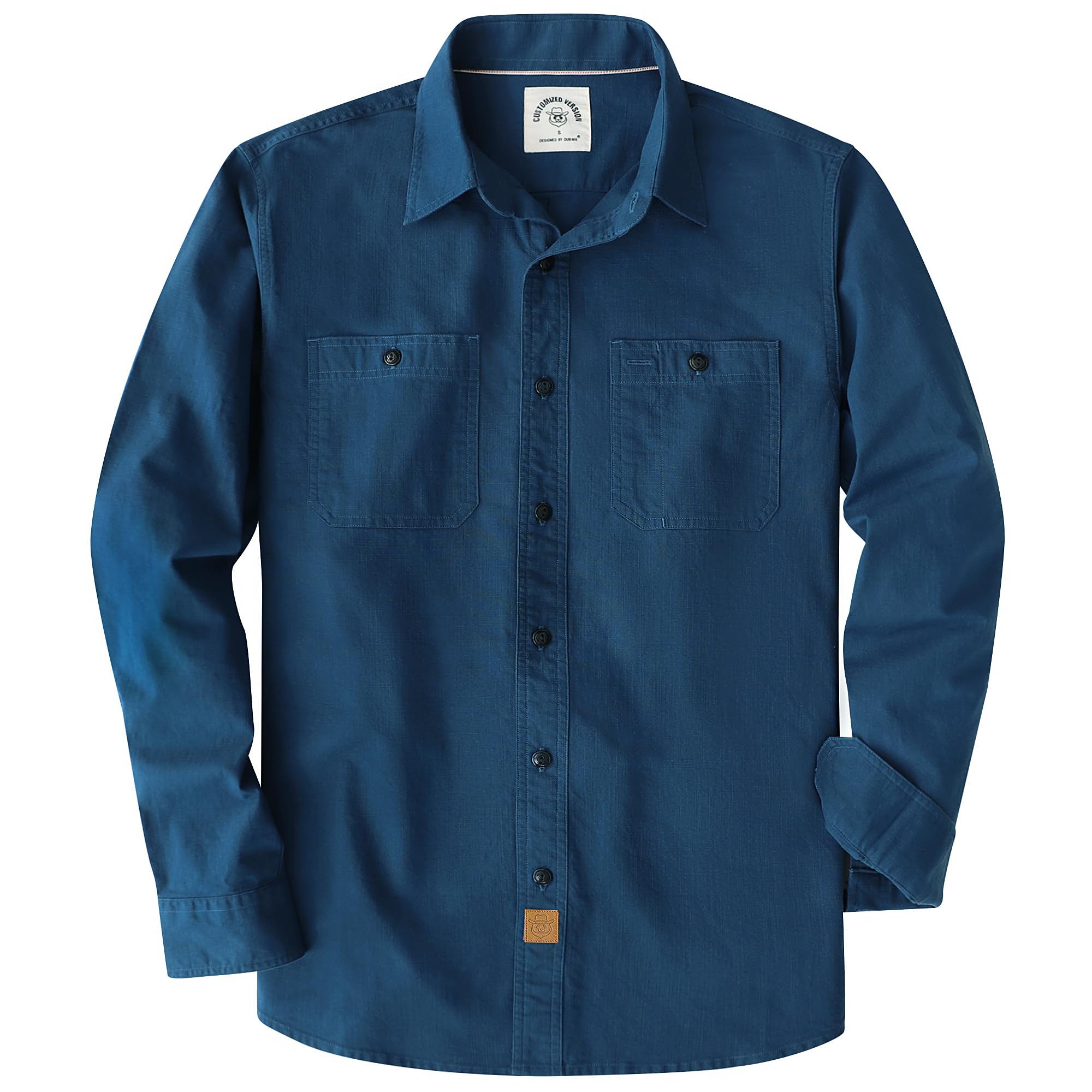 Dubinik® Camisas para Hombre Tela Juvenil Manga Larga Trabajo Casual Botones Vintage Algodon con Bolsillos