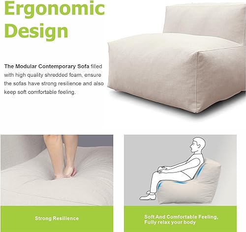 Miniatura 3 de Dineli ANNYH CALALUNA - Juego de muebles seccionales de 7 piezas para patio y jardín. Combina 4 sillas medias, 2 esquinas, 1otomanacafé al aire