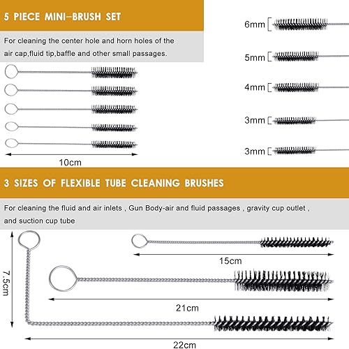 Miniatura 6 de 17pcs Spray Gun Cleaning Kit,Paint Gun Cleaning Kit Airbrush Spray Gun Nozzle Cleaning Repair Tool for HVLP Gravity Detail Paint Guns, Airbrush, Air