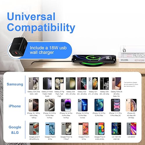 Miniatura 7 de Cargador inalámbrico S25, cargador inalámbrico de carga rápida para Samsung Galaxy S25Plus S25 S24FE S23 S22 S21 S20 S10, cargador de teléfono