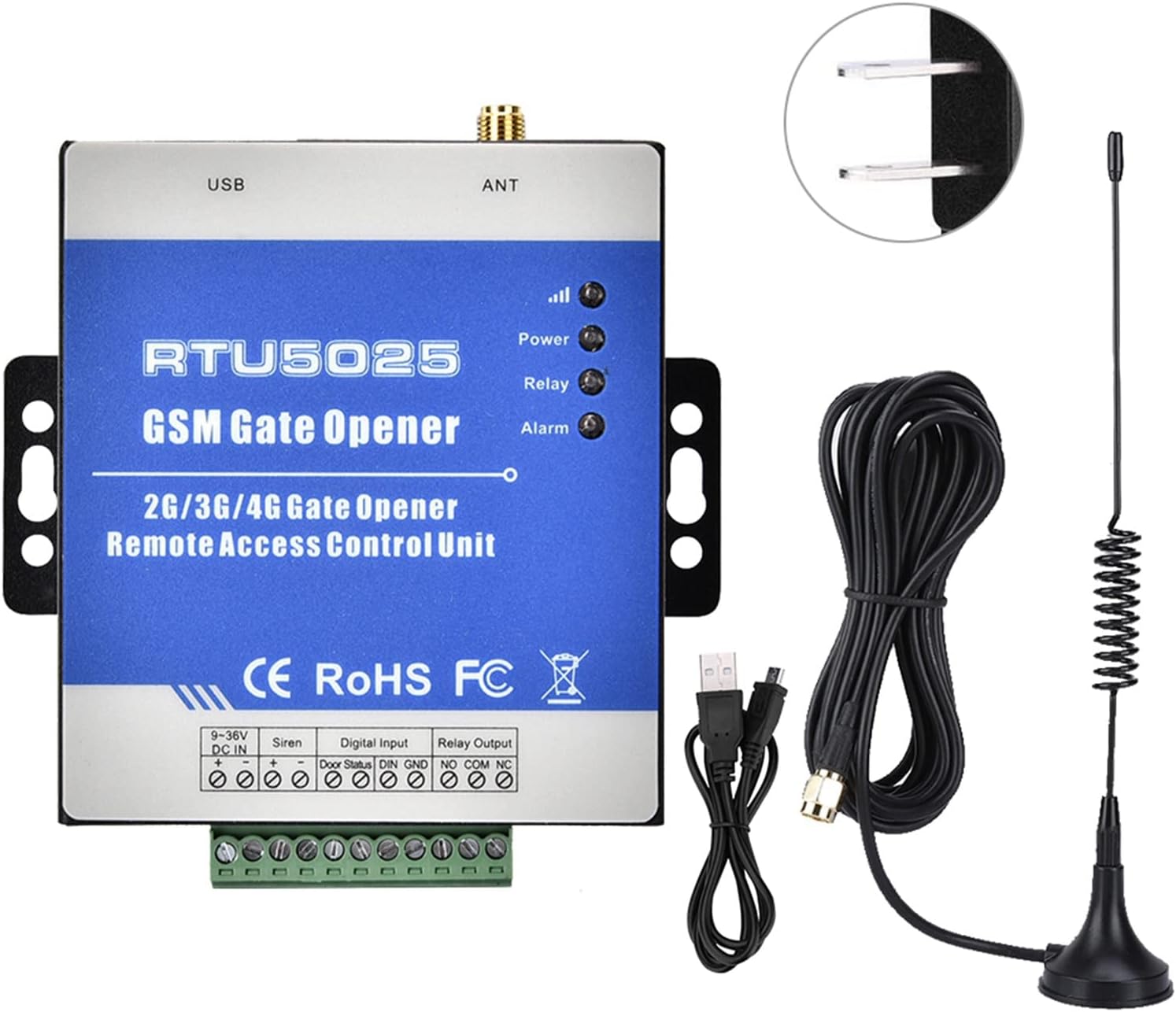 GSM Gate Opener, RTU5025 Wireless Remote GSM Gate Opener Operator Garage Door Access Controller, Remote Access Control Door Opener, GSM Remote Control Relay Switch for Door, Garage