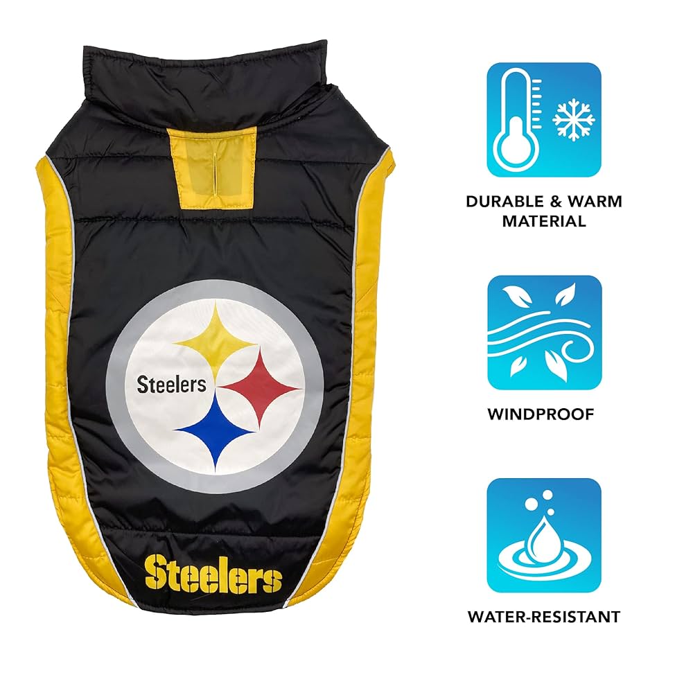 NFL Pittsburgh Steelers ダウン　フード取り外し可能 Amazon.com : NFL Pittsburgh Steelers Puffer Vest for Dogs