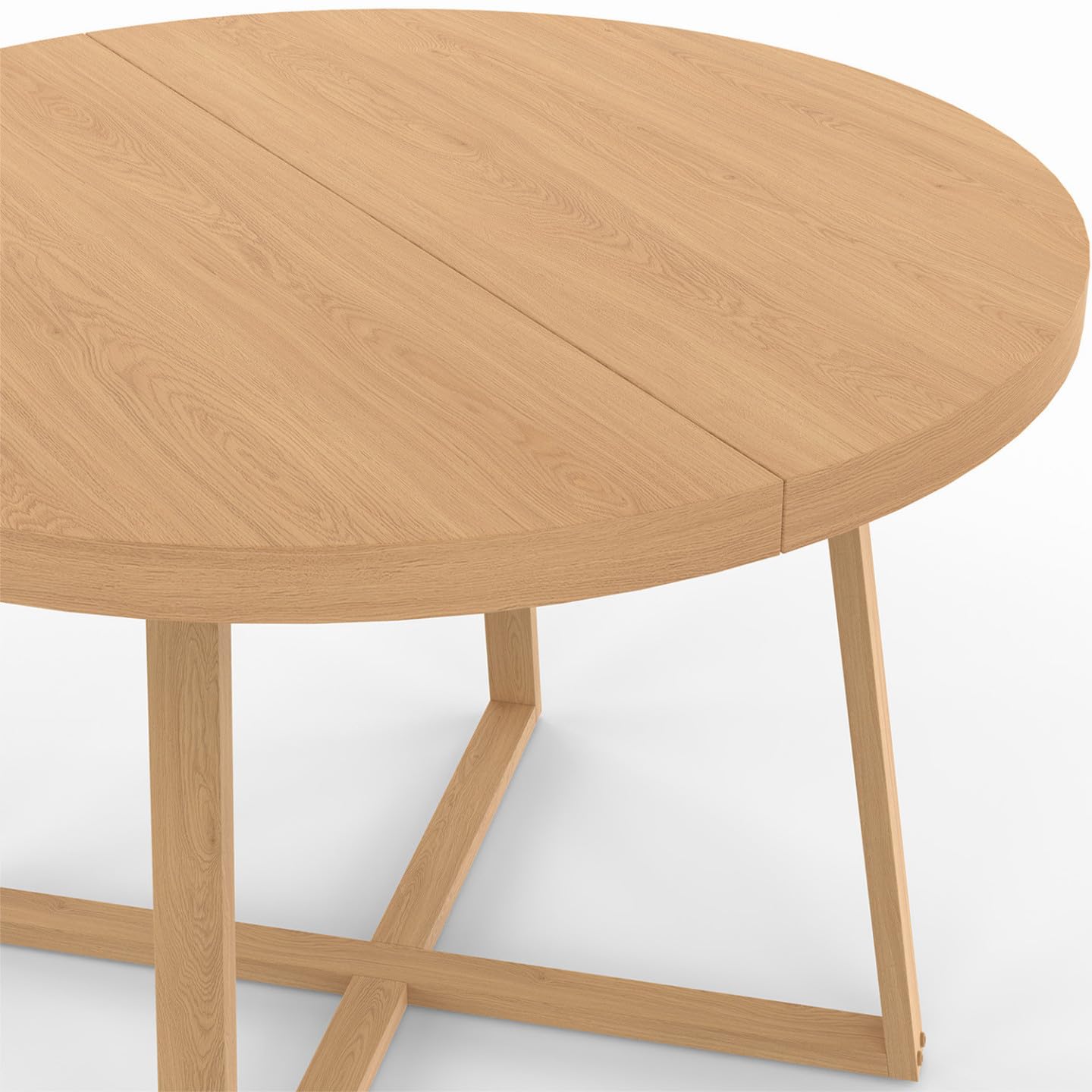 IDMarket – Mesa de comedor fija redonda Selma 4-6 personas madera efecto haya 110 cm