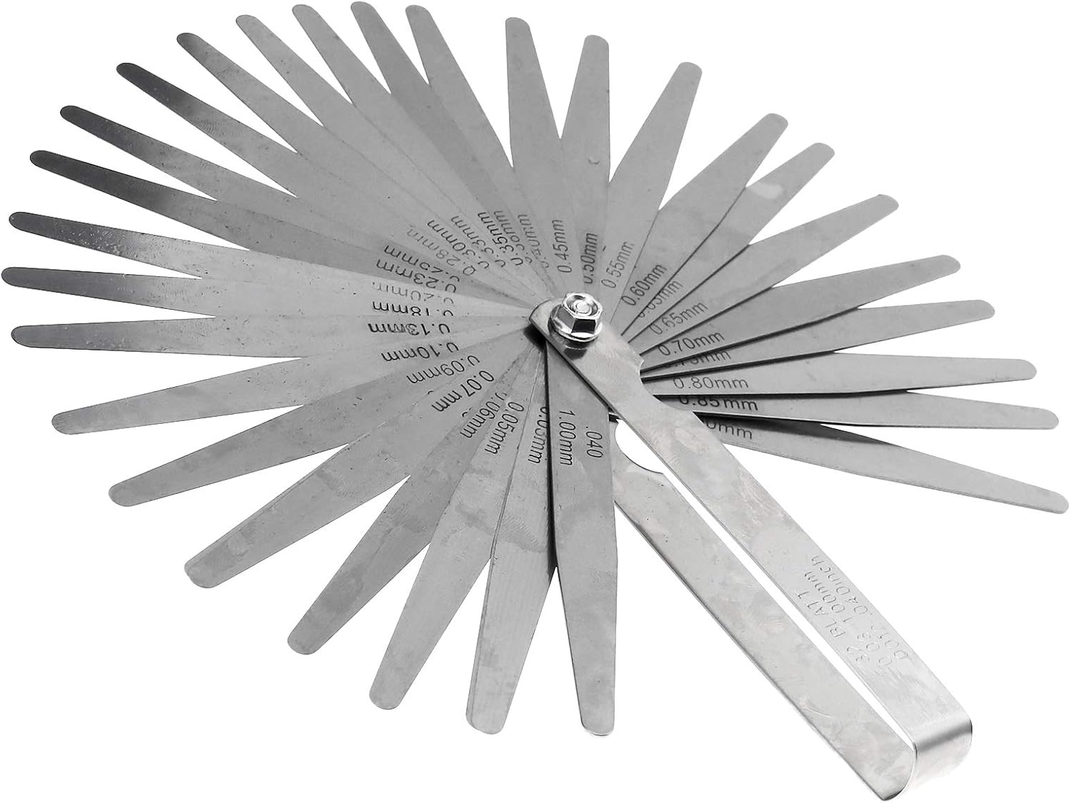 2 Pieces Stainless Steel Feeler Gauge Dual Marked Metric SAE Offset