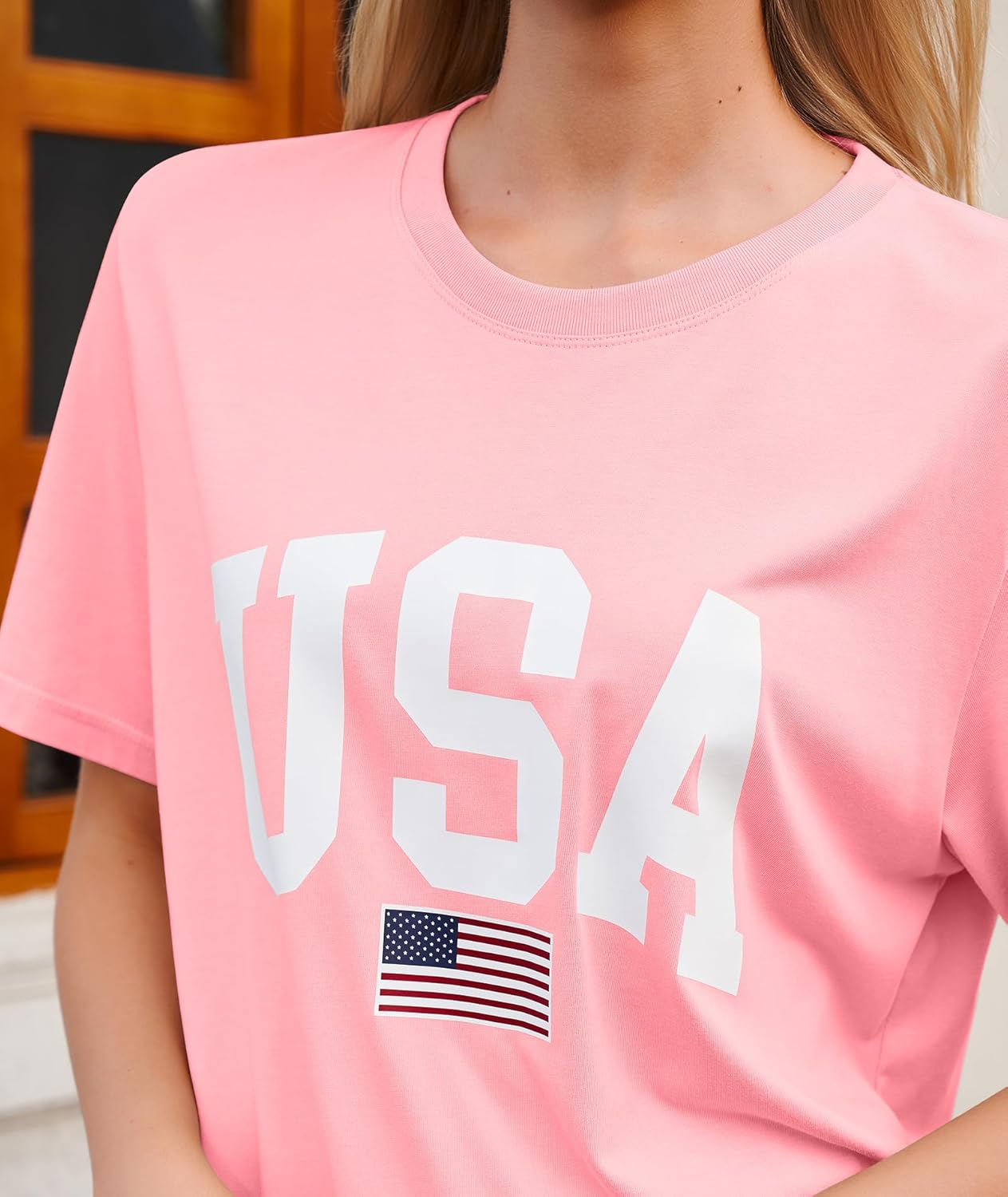 KESIHAN Womens USA T Shirt American Flag Patriotic Shirts Womens Graphic T Shirts Round Neck Short Sleeve Tops - Image 7