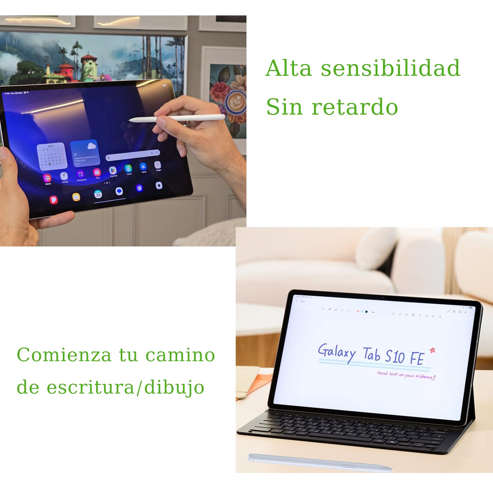 Tab S10 FE S Pen - Lápiz para Samsung Galaxy Tab S10/ S10 FE/ S10 FE+ Pen,SPen Samsung Galaxy Tab s10 fe con Puntas (Blanco)
