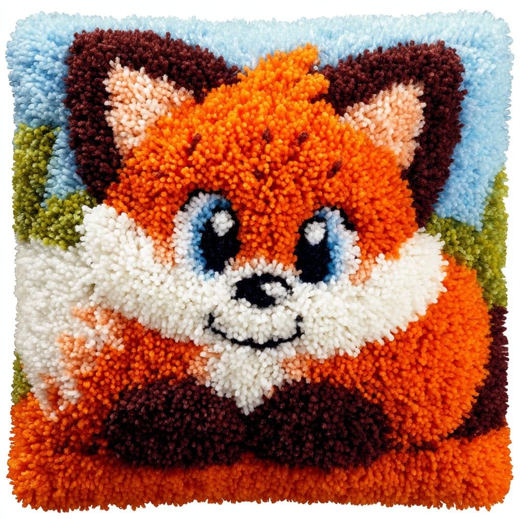 WallustrioaW Latch Hook Kits Pillow for Adults,Cute Little Fox
