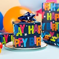 Vista 3 de Garbendy Papel de regalo reversible para cumpleaños, 17 pulgadas x 16.5 pies