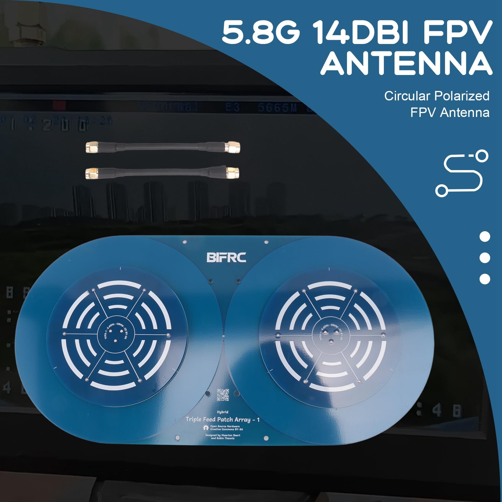 FPV-Antenne 5,8 G Fixierflügel -Country High Gain 14 DBI Richtungsflache Empfangs-Array-Antenne für RC-Drohne Innennadel