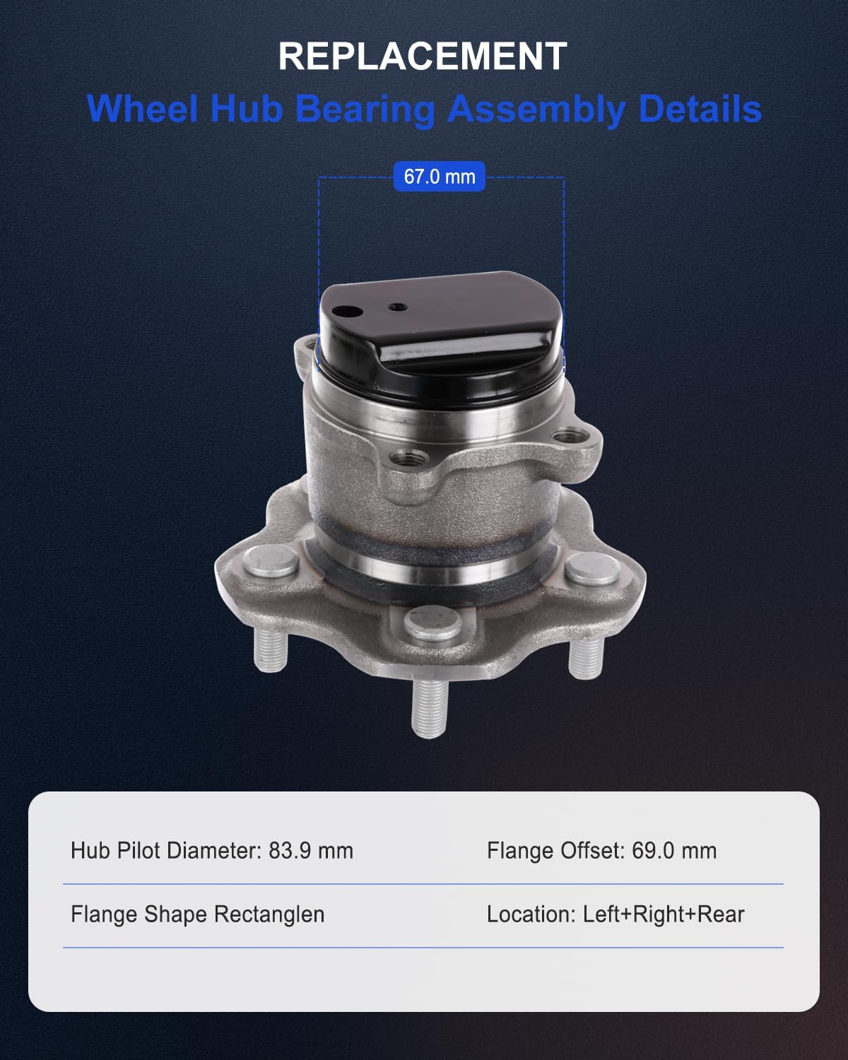 ECCPP Wheel Hub and Bearing Assembly Rear 512534 fit for Nissan Rogue 2012-2018,for Nissan Rogue Sport 2017-2018 5 Lugs Wheel Bearing Hubs with ABS 2pcs