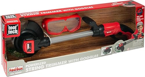 Miniatura 7 de Caja roja: luz y sonido: Weed Wacker/Trimmer - Juguete de trabajo para patio para niños, incluye gafas de seguridad, juego de simulación,