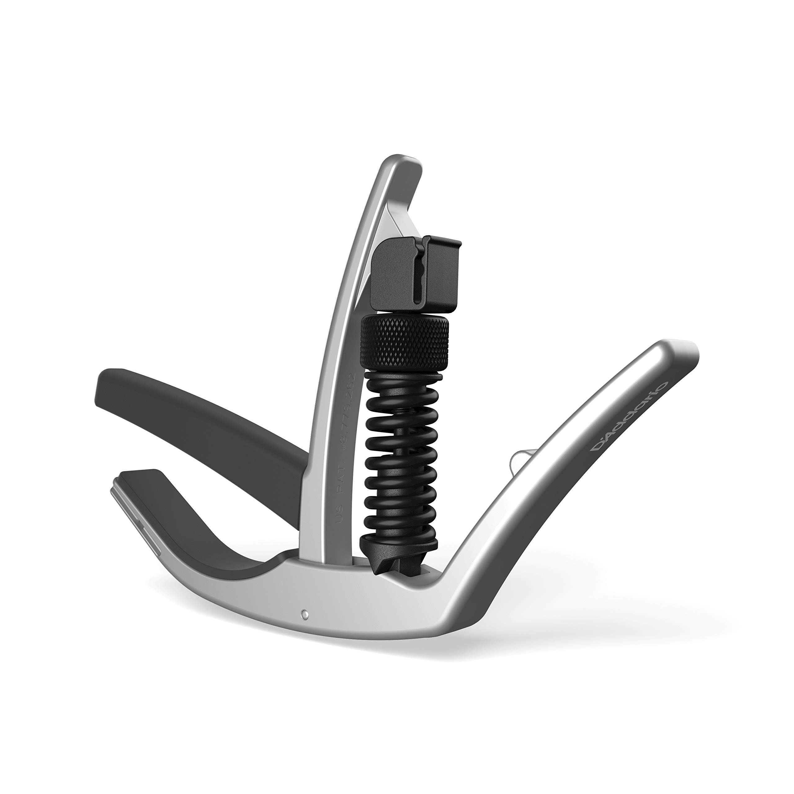 D'Addario Capo - NS Artist-for 6-String Electric and Acoustic Guitars Single Hand Use Integrated Pick Holder Micro Tuner Mounting Bracket (Silver)