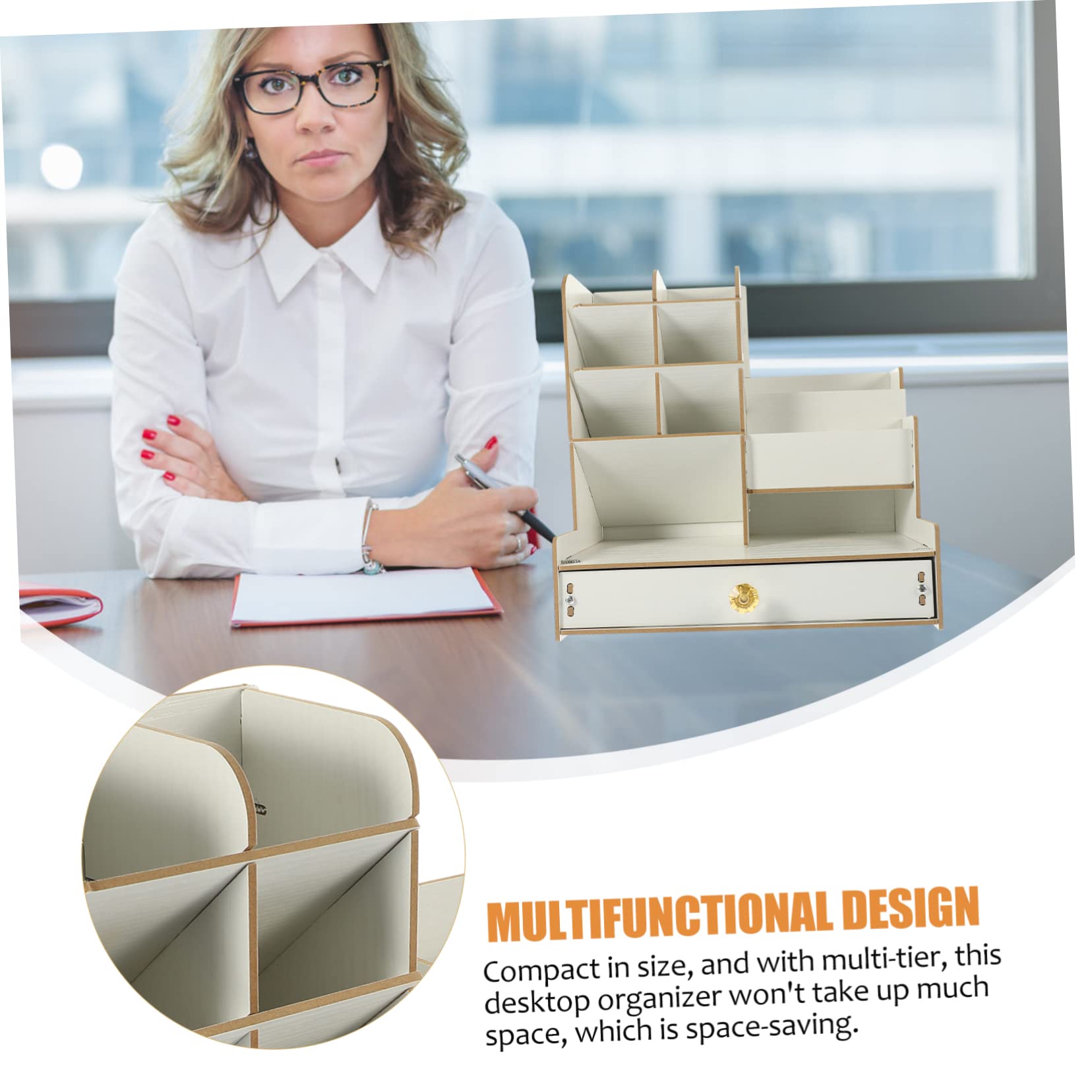 Madera Organizador de Escritorio y Gran Capacidad Compartimentos