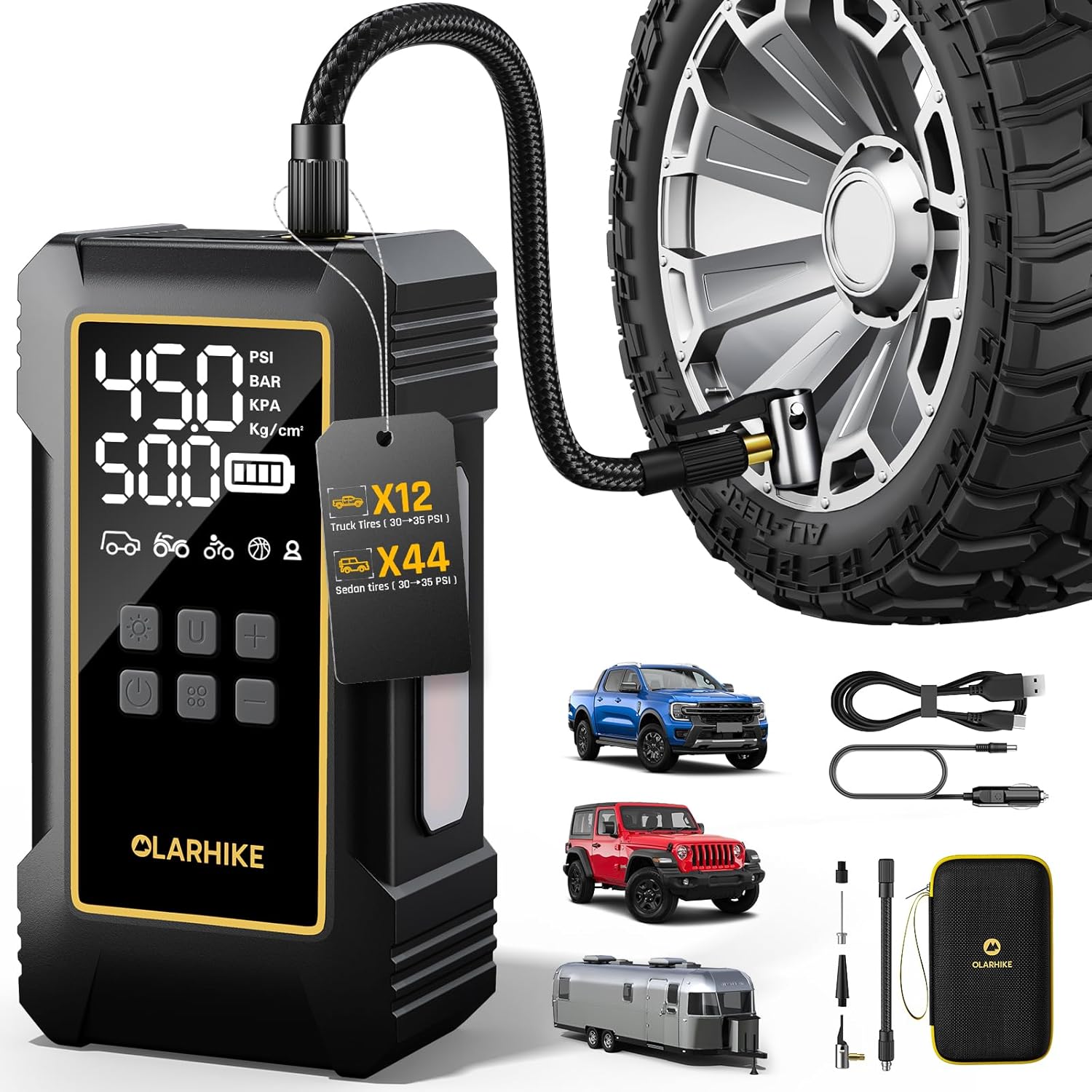 OlarHike Powerful 12000mAh Heavy Duty Tire Inflator Portable Air Compressor