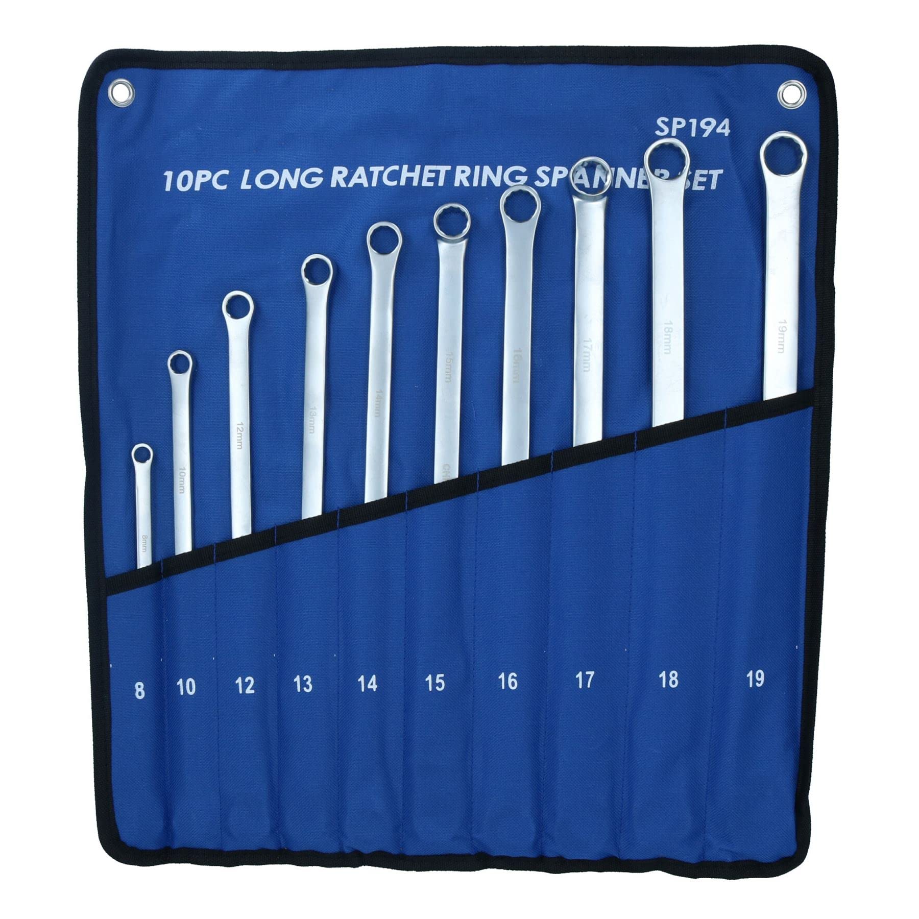 AB Tools Metric Aviation zestaw kluczy oczkowych z grzechotką, 8 mm – 19 mm, 72 zęby, 10 szt
