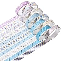 Vista 1 de YUBBAEX Juego de 10 rollos de cinta washi brillante, 8mm de ancho, de lámina dorada decorativa para diario de viñetas, álbum de recortes, Estrellas