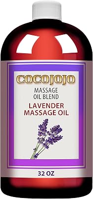 Pure Lavender Essential Oil Massage Oil for Deep Tissue Massage Therapy Blended with Jojoba Oil and Other Rich Oils and Natural Bulk Lavender Massage Oil - 32 Ounces - Cocojojo