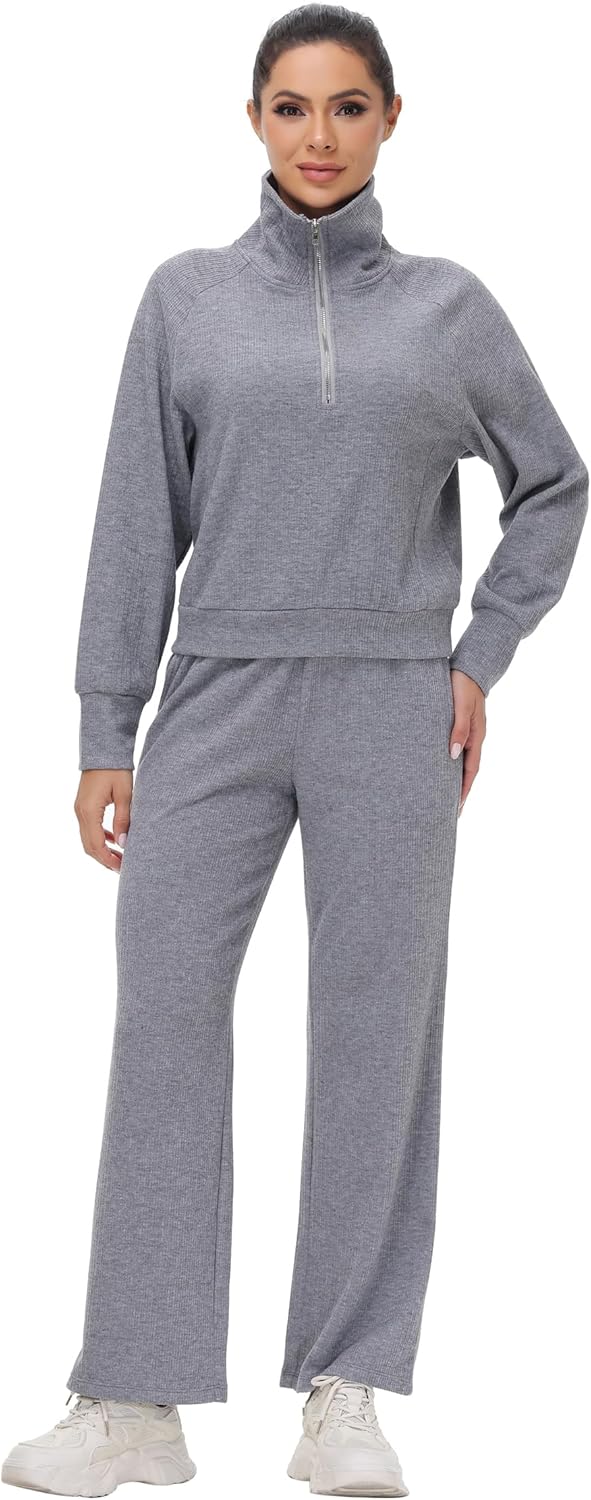 Blaosn Cute 2 Piece Sets Outfits for Women Oversized Sweatshirt Wide Leg Pants Workout Sweatpants Matching Lounge Clothes - Image 4