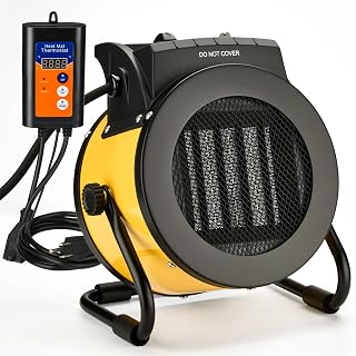 LHUKSGF Greenhouse Heater with Thermostat - 3-Mode PTC Ceramic Fast Heating, IPX4 Waterproof Outdoor Patio Heater for Grow Tents