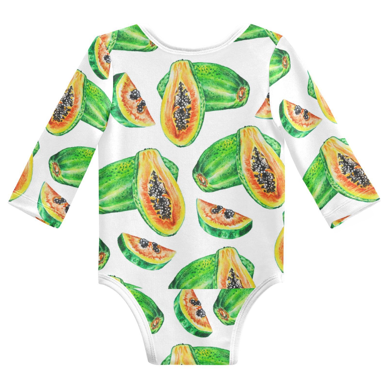 Wusikd Papaya Unisex Baby Bodysuit Cotton Watercolor Fruits Baby Long Sleeve Clothes 3 Months for Boys Girls