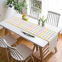 Vista 5 de Nepnuser Linen Spring Easter Buffalo Check Plaid Table Runner Rustic Farmhouse Home Dining Room Kitchen Table Decor (13" x 72")