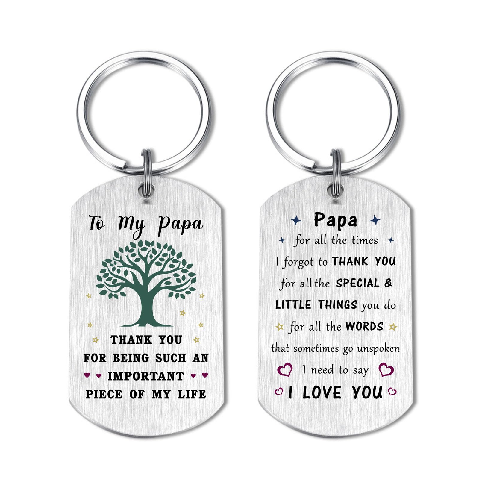 Viayen Happy Father's Day Papa from Grandkids - Thank You Papa Birthday Thanksgiving Christmas Wedding Valentines Keychain