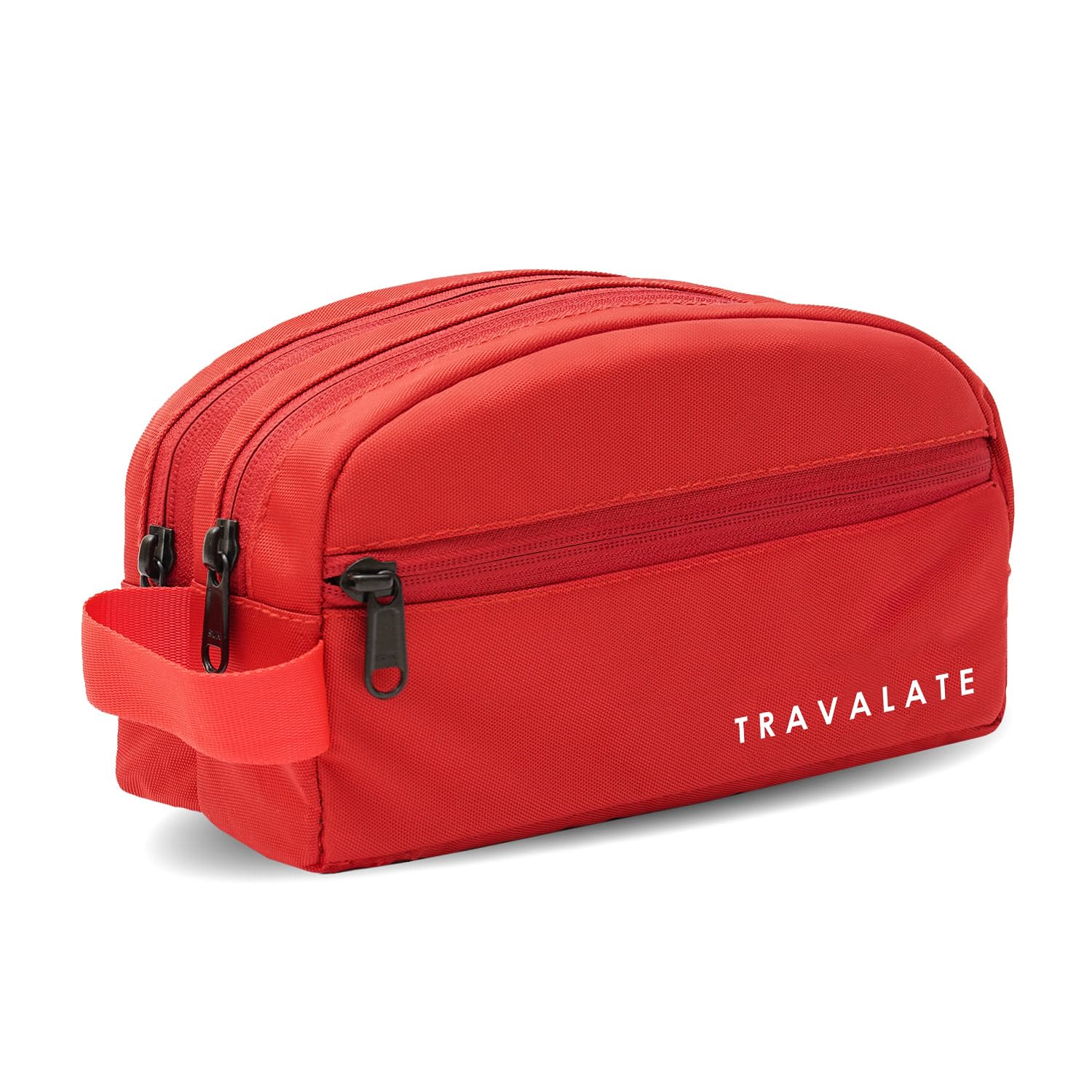 Polyester Travel Solid 9 Cms Cosmetic Pouch (Two Compartment_TR1371_Red)