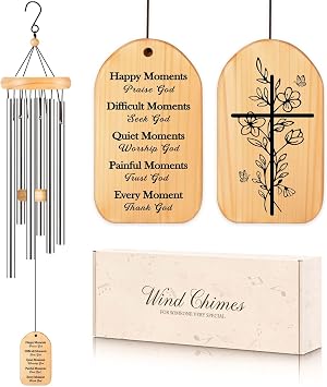 Christian Gifts for Women Men, Inspirational Religious Gifts for Women Faith, Christian Wind Chimes with Bible Verse, 25.5 inch, Birthday Sympathy, Encouragement Spiritual Gift Ideas