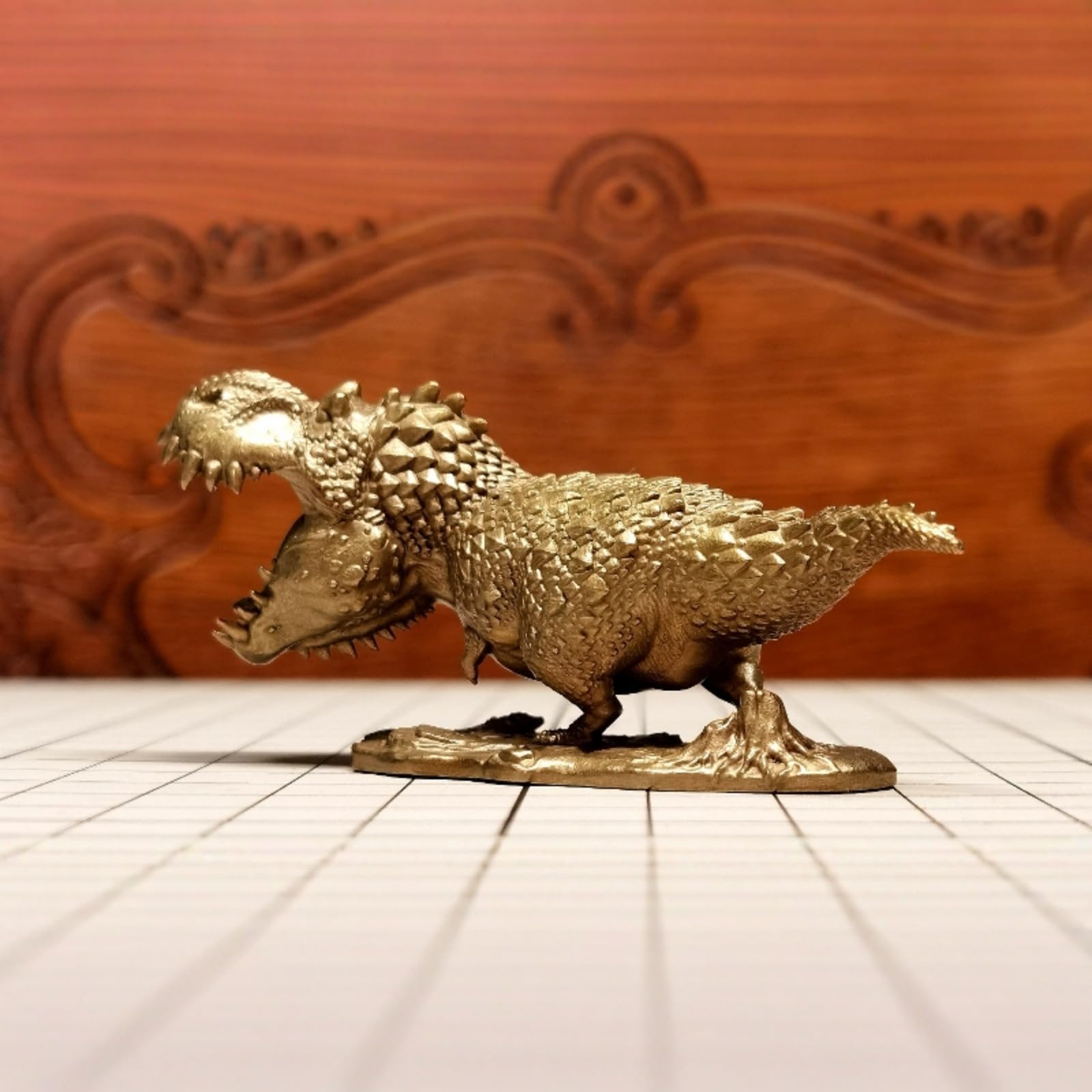 Mosiężna Statua Tyrannosaurus Rex Z Otwartymi Ustami, Dekoracja Biurka, Metalowa Rzeźba Modelu Dinozaura Jurajskiego, Dekoracja Regału Na Biurko