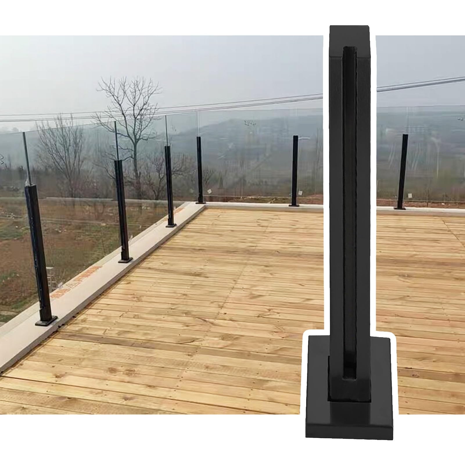 Poteau Garde Corps Verre Pince Rampe De Clôture En Verre Extérieure Avec Pince, Poteau De Garde