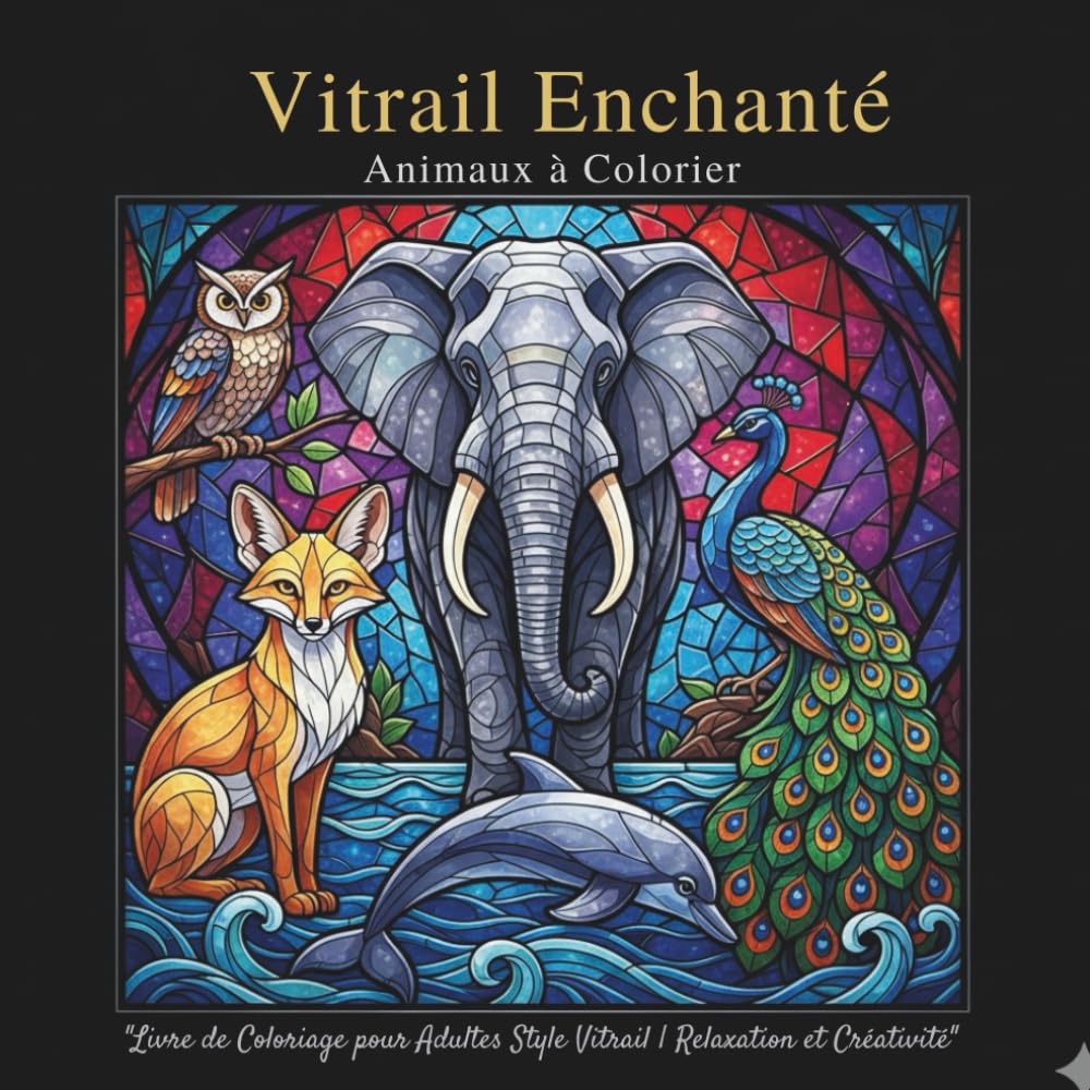 Vitrail Enchanté Animaux à Colorier: Livre de Coloriage pour Adultes Style Vitrail | Relaxation et Créativité (Vitrais Criativos)
