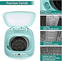 Vista 8 de COSTWAY - Lavadora portátil, capacidad de 8 libras, bomba de drenaje integrada, lavadora compacta con 6 programas, 6 niveles de agua, traba