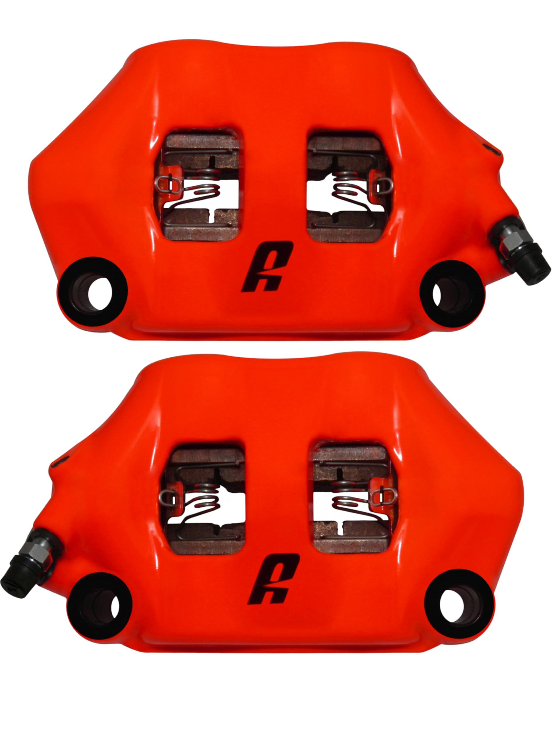 Coppia di Pinze Freno Radiali Accossato Verniciate Rosso Fluo' Forgiate Monoblocco compatibili con MOTO-GUZZI V100 MANDELLO S dal 2022 al 2025 (CC 1042) Pastiglie Freno Incluse