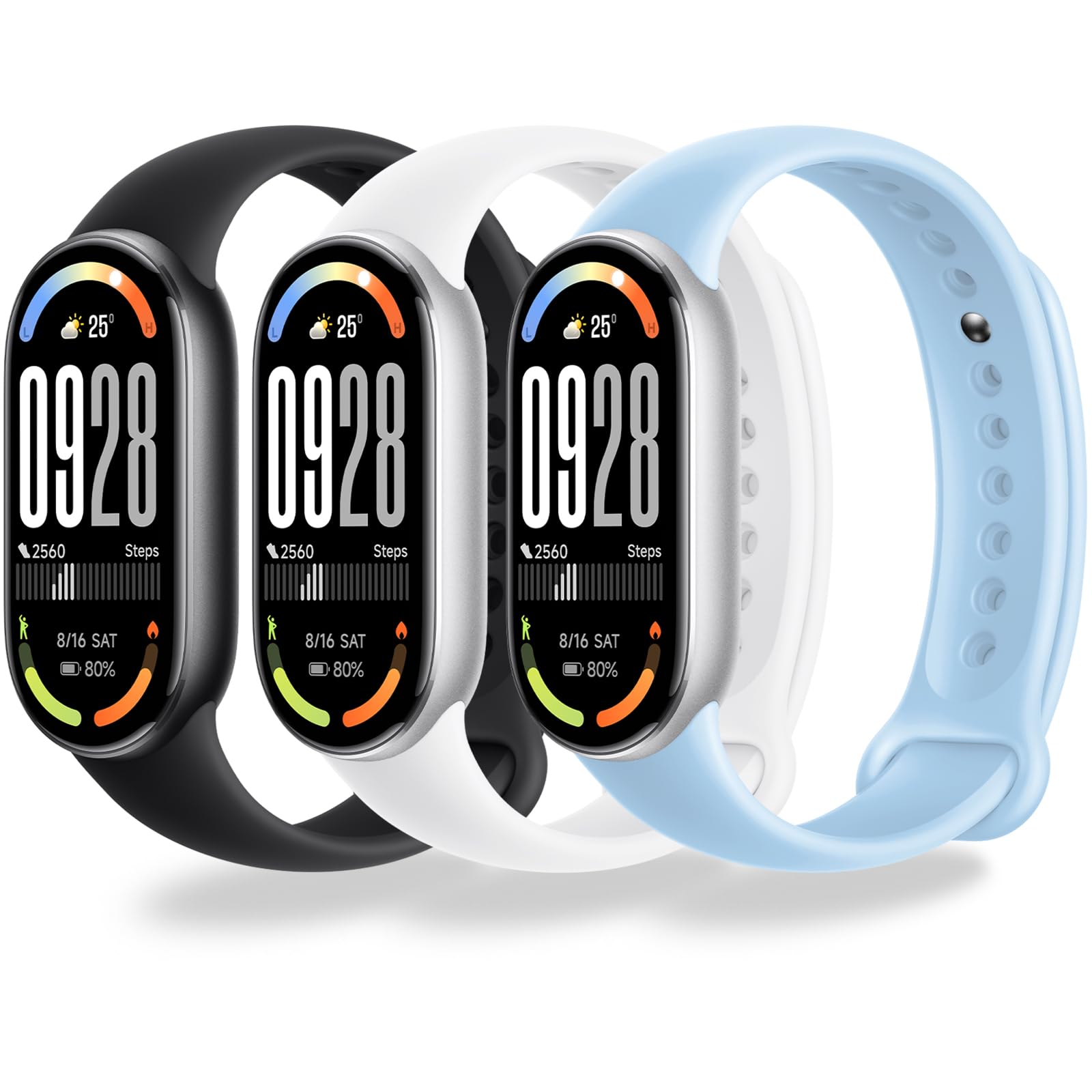 3-10 Pièces Bracelets Compatibles avec Xiaomi Smart Band 10/9/8, Bracelets Sportifs Colorés, Souples et Respirants, à Dégagement Rapide