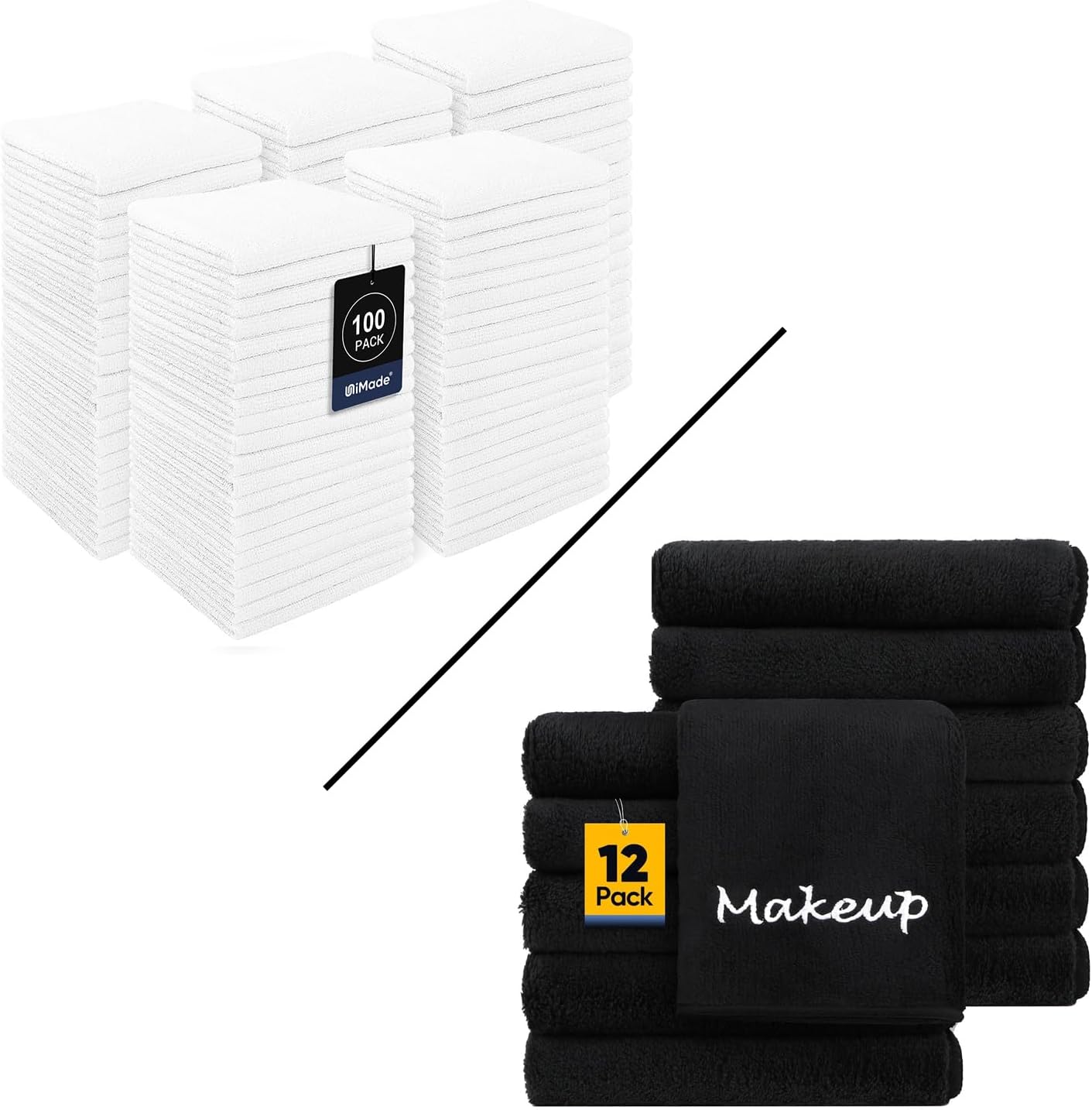 Washcloths Bulk - 100 Pack - Face Towels (12" x 12") 12 Pack Makeup Remover Cloths - White