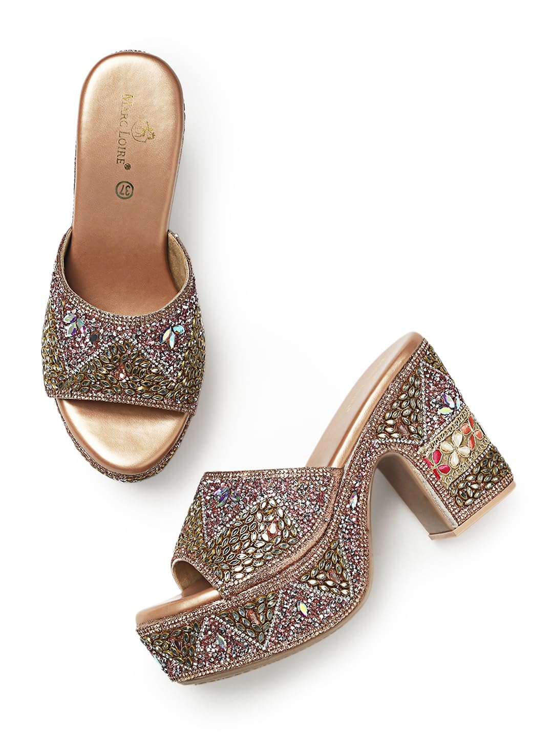 Women’s Open Back Heels Sandals with Embellished Comfortable Wedge Heel Sandals for Party.-image-23
