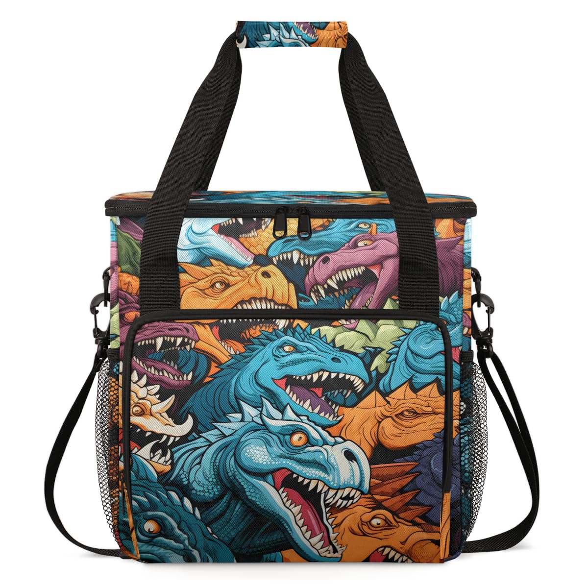 Watercolor Dinosaur Coffee Maker Carrying Bag, Portable Travel Storage Tote Bag Compatible with K-Mini or K-Mini Plus, Single Serve Coffee Brewer Carrying Case with Multiple Pockets & Shoulder Strap