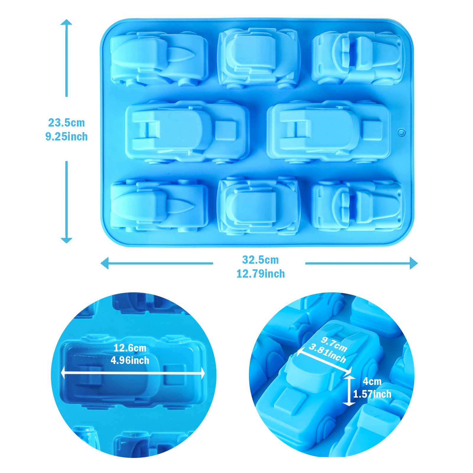 Joyeee Lot de 2 grands moules en silicone pour muffins, gâteaux, tarte, tarte, glaçons, savon, cadeaux pour enfants