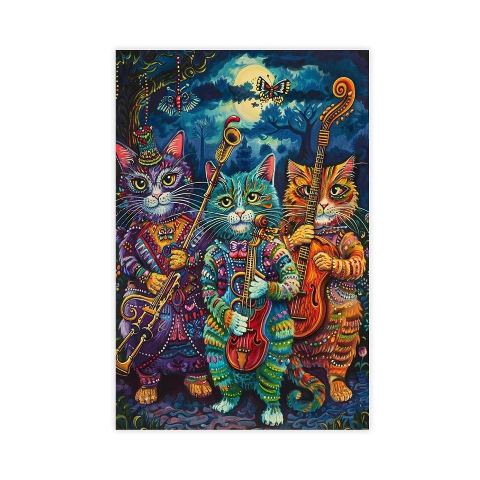LXWNZE Colorful Cats Playing – Delightful Louis Wain Style Art Canvas Poster Bedroom Decor Landscape Office Room Decor Gift 20" L X 30" W