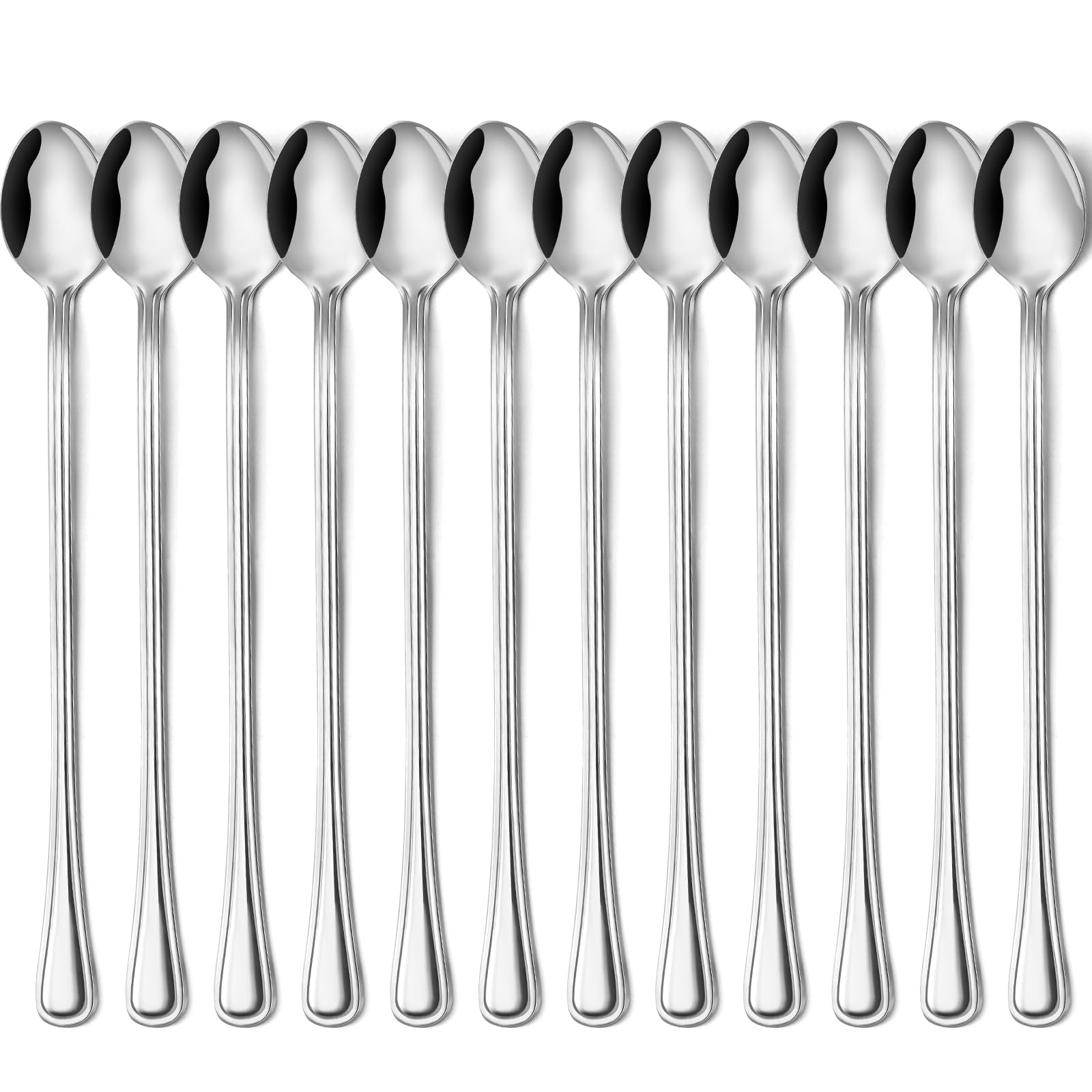 12 Stück Latte Macchiato Löffel Set, Gifcomda 23cm Langer Griff Eislöffel Set, Rührlöffel aus Edelstahl mit langem Stiel, Dessertlöffel für Zuhause Restaurant Partei, Ideal für Getränke