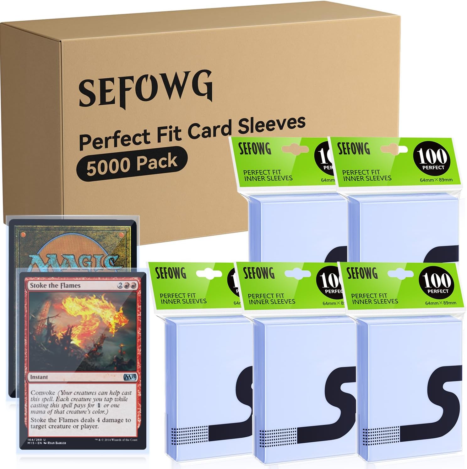 5000 Pack Perfect Fit Card Sleeves, Inner Sleeves Ideal for Double-Sleeving Compatible with TCG, MTG, PKM, TCG, Trading, Gaming Cards