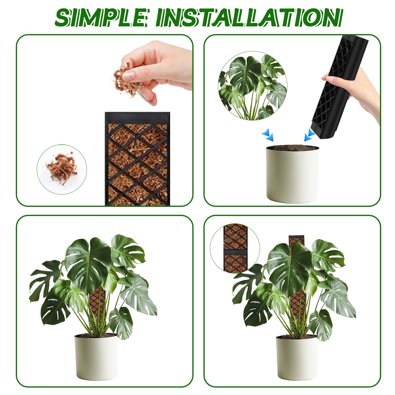 Palo Di Muschio Autoirrigante In Plastica – 5 Sezioni Impilabili Fino A 113 Cm Per Piante Rampicanti (Monstera, Pothos, Filodendro)