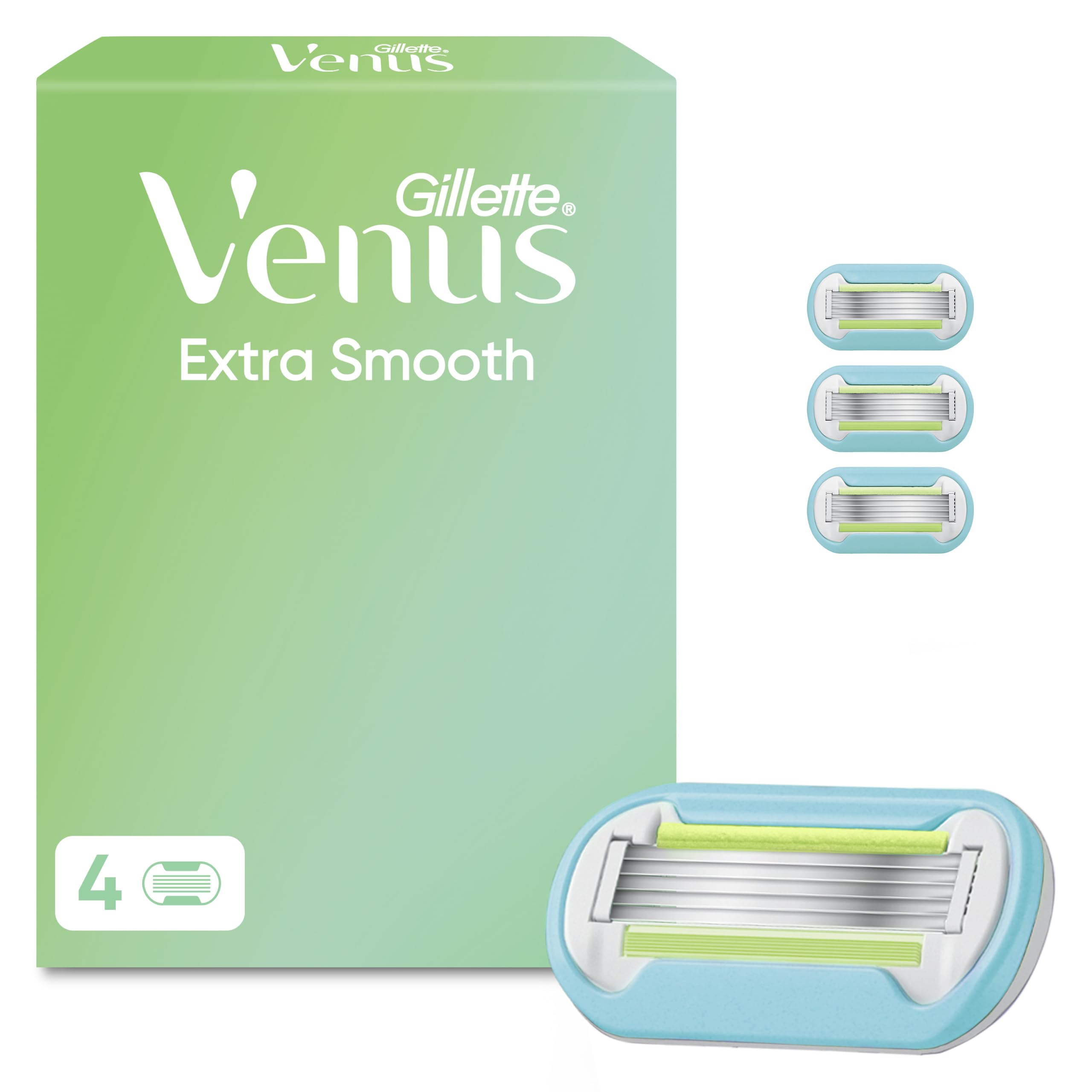 Gillette Venus Extra Smooth Women's Razor Blade Refills, Pack of 4, 5 blades for a super close shave