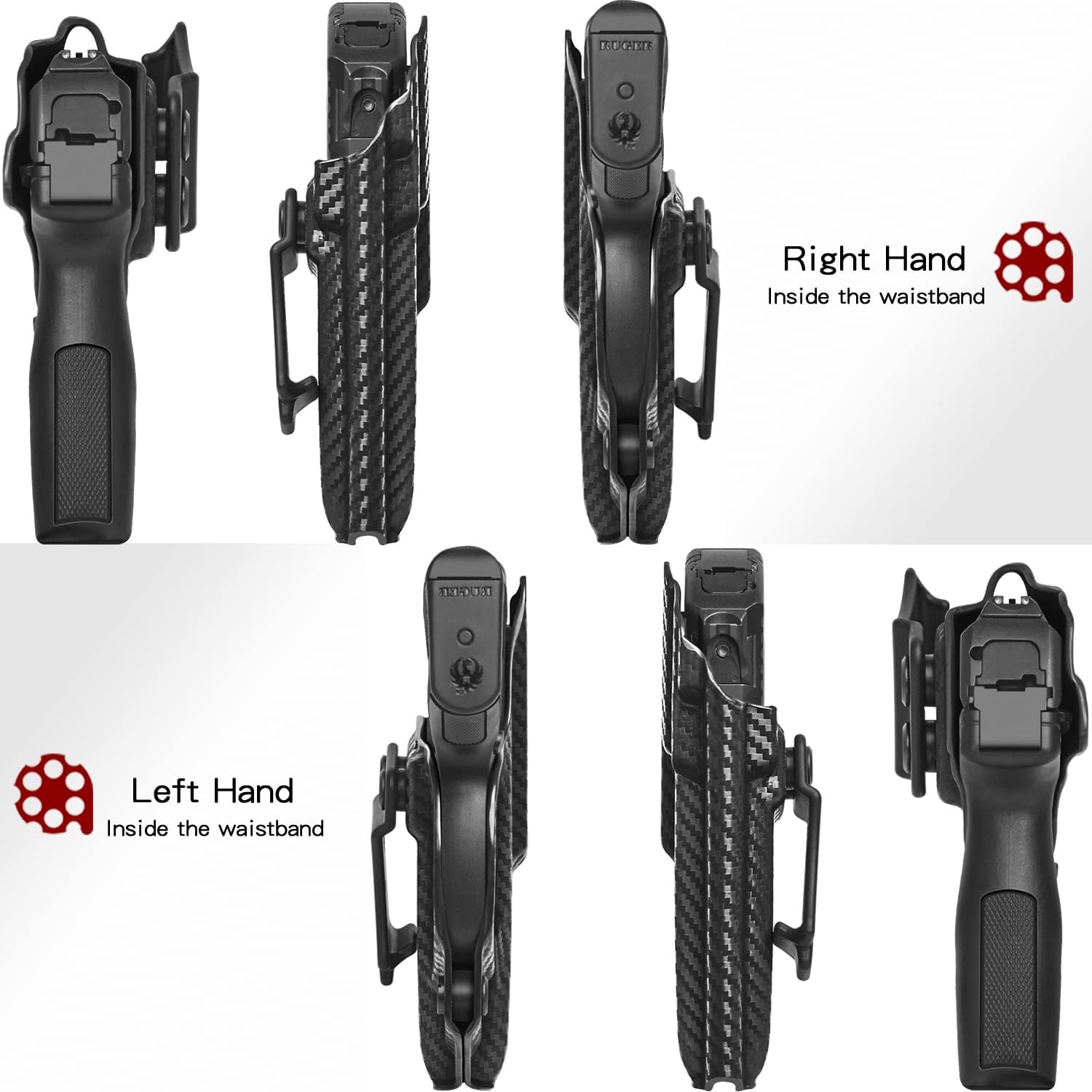 Amberide IWB Kydex Holster for Ruger LCP II LCP2 LCP MAX LCP .380 Security-9 Max-9 LC9 LC9s LC380 EC9s