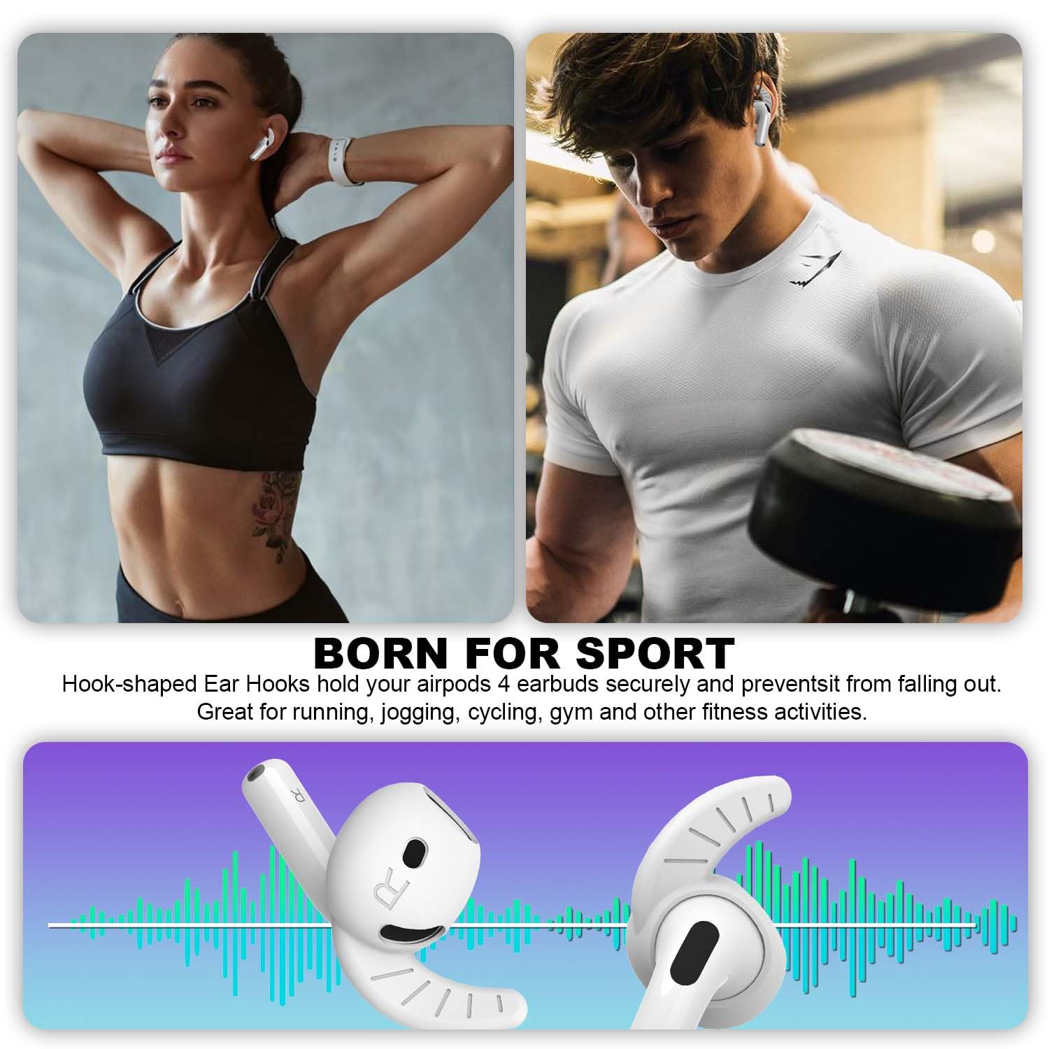 Lot de 5 paires de crochets d'oreille pour écouteurs AirPods 4 (2024), en silicone antidérapant, accessoires de rechange compatibles avec AirPods 4e génération (ne convient pas dans l'étui), blanc