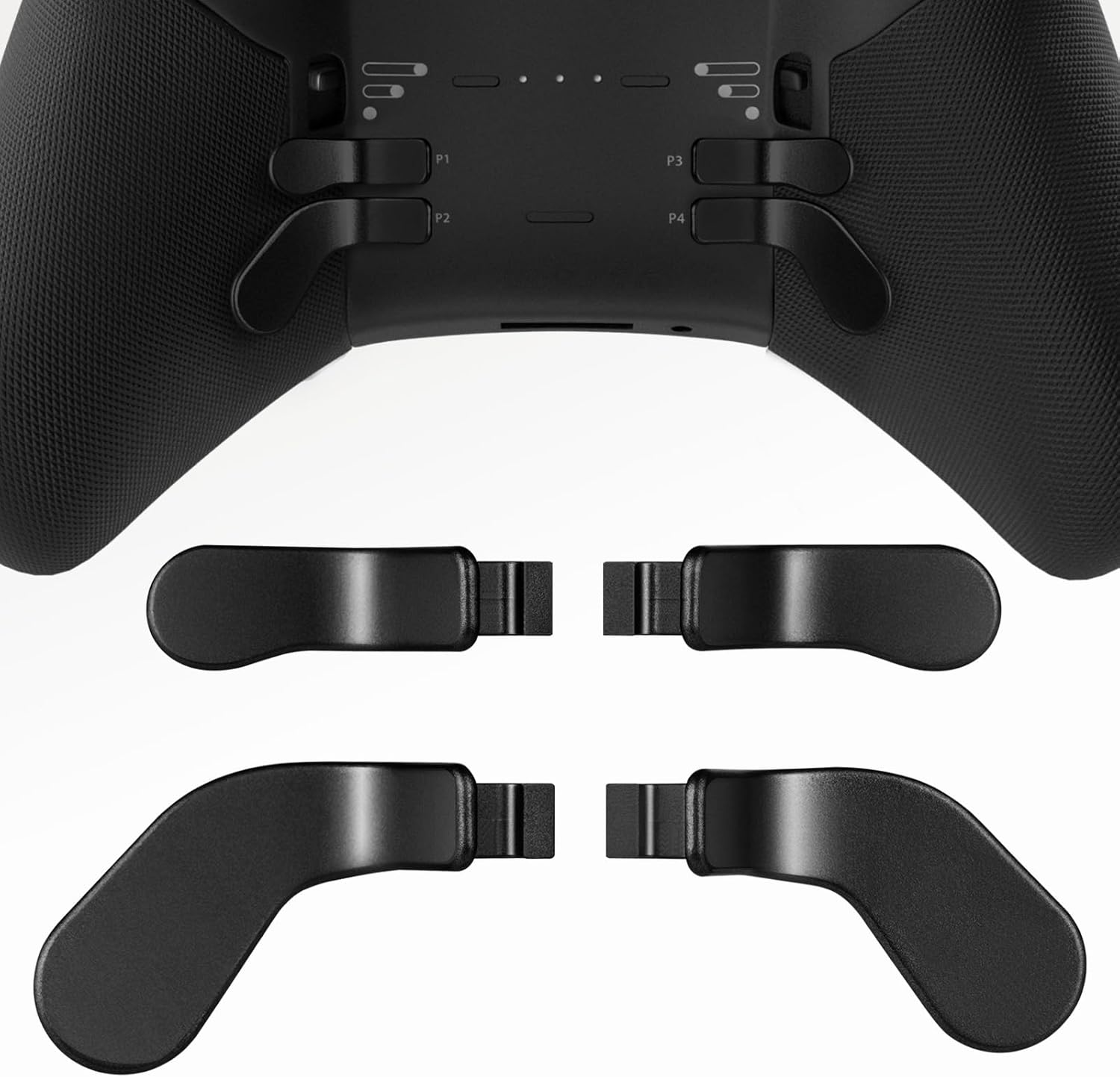 10-in-1 Metal Thumbstick for XboxOne Elite 2nd Generation Controller Series, Replacement Metal Replacement Thumb Grip Rear Paddle Accessory Kit Includes 6 Metal Plated Joysticks, 4 Paddles（Black）